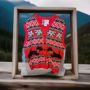 NWT Merry Christmas Pullover Scotty Dog sleeveless Knit Sweater vest‎ Ugly XXL